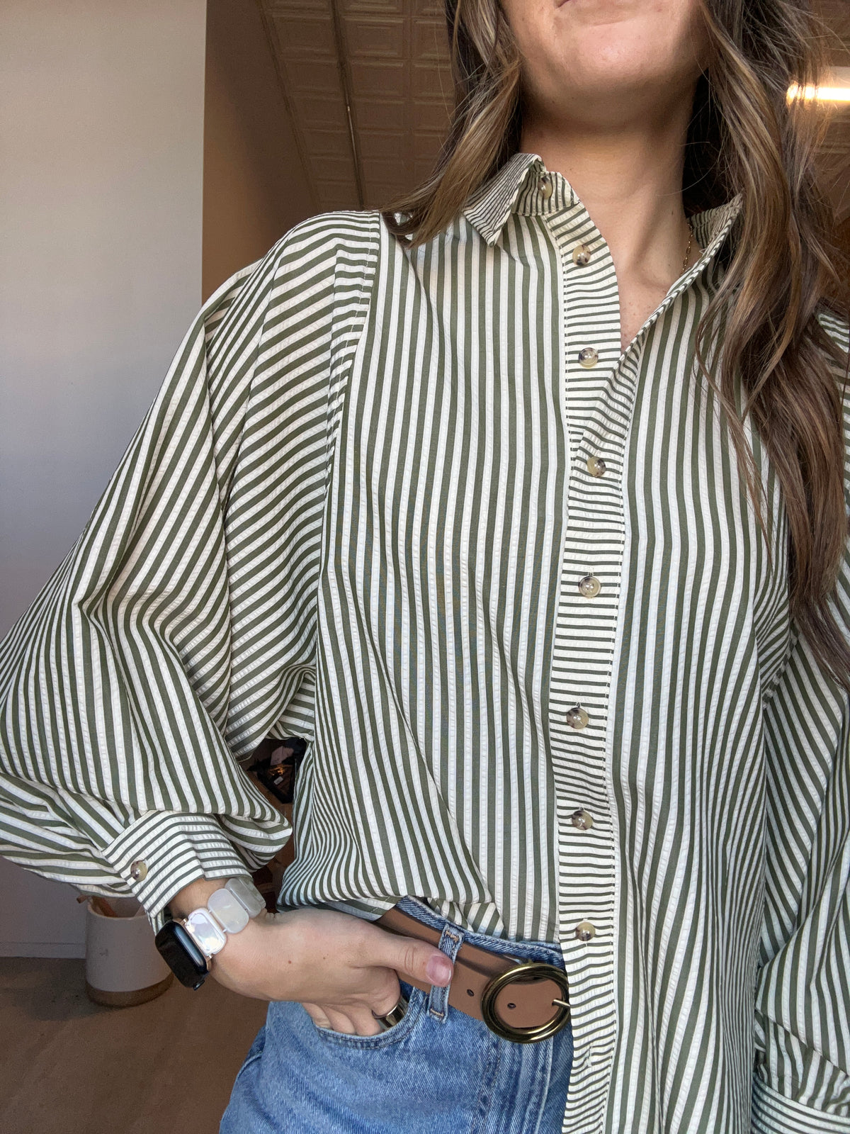 Stevie Button Down-apparel-in february-The Funky Zebra Ames, Women's Fashion Boutique in Ames, Iowa