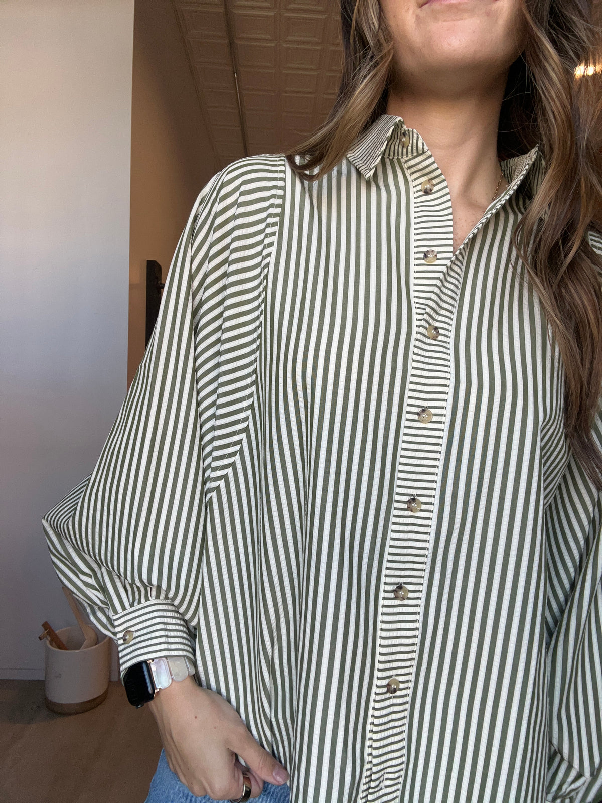 Stevie Button Down-apparel-in february-The Funky Zebra Ames, Women's Fashion Boutique in Ames, Iowa
