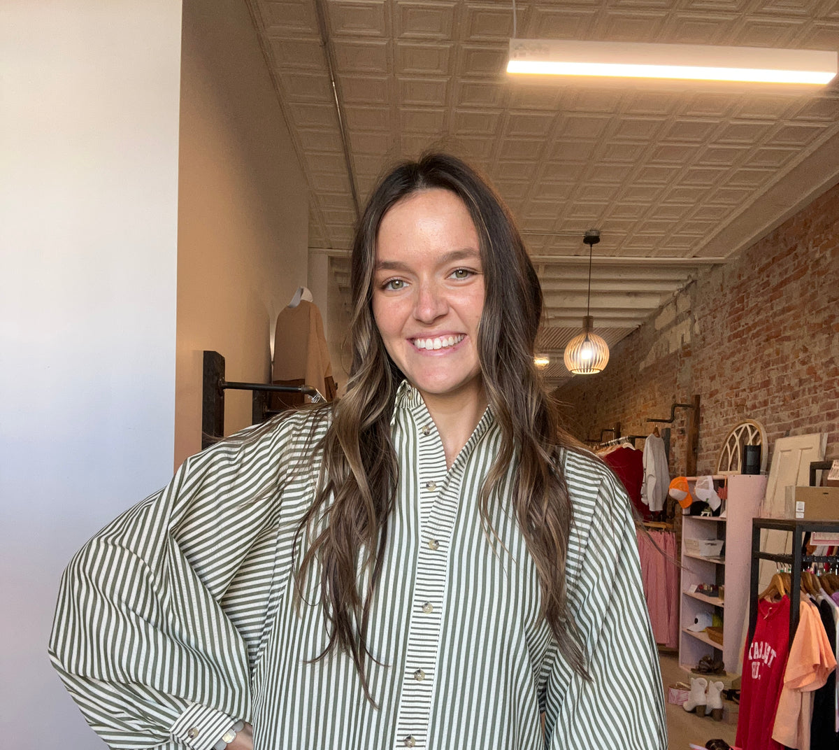 Stevie Button Down-apparel-in february-The Funky Zebra Ames, Women's Fashion Boutique in Ames, Iowa