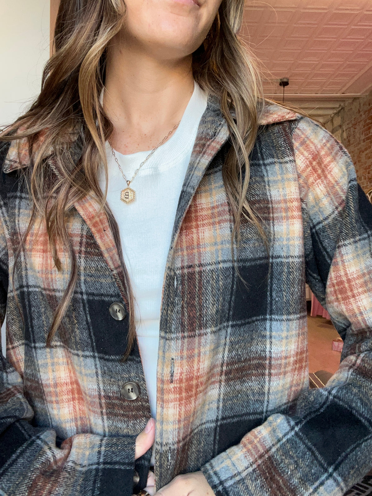Aubrey Crop Plaid Jacket-Nellie & Dani Style House-The Funky Zebra Ames, Women's Fashion Boutique in Ames, Iowa