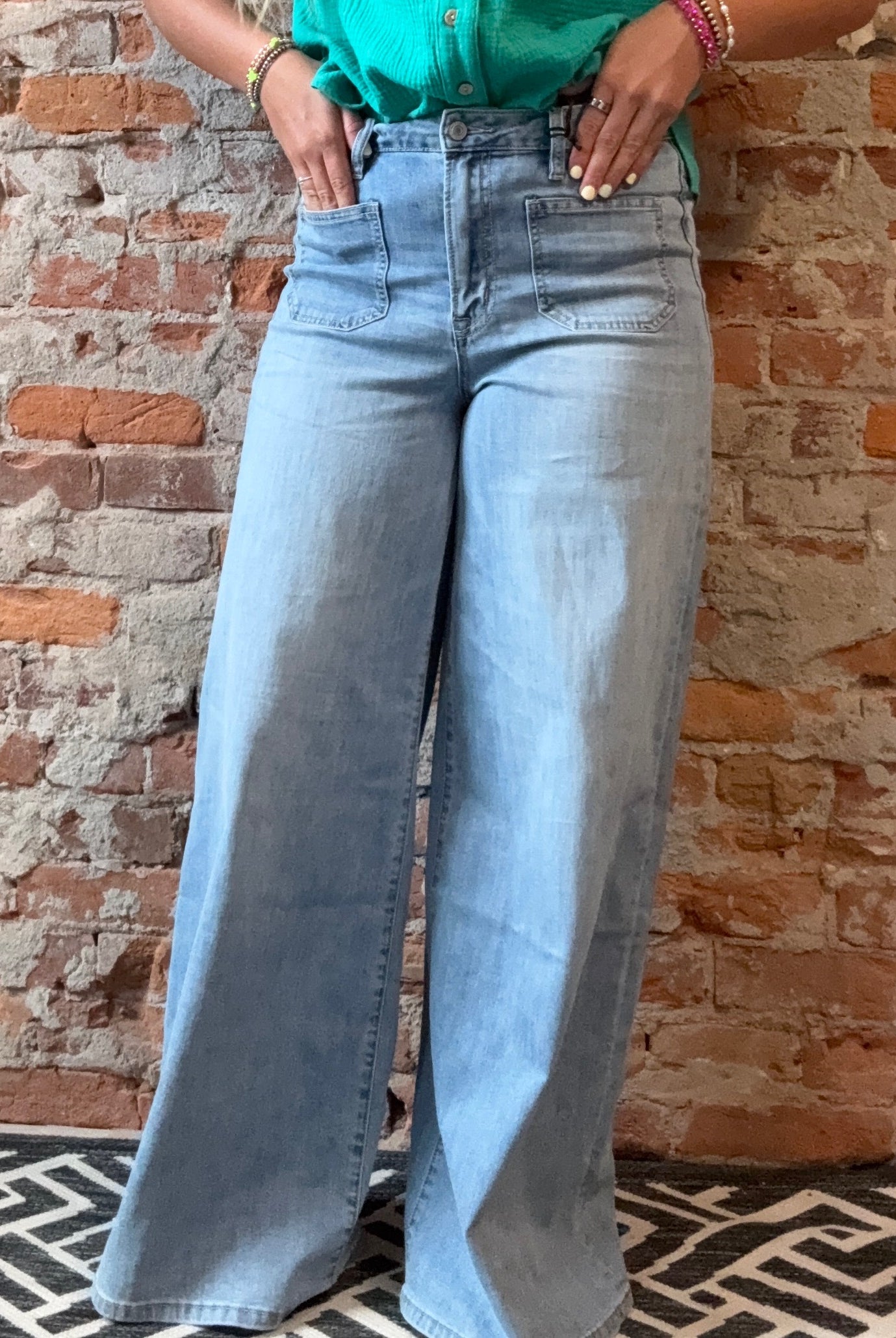 Lydia High Rise Wide Leg Patch Pocket Jeans-Mica-The Funky Zebra Ames, Women's Fashion Boutique in Ames, Iowa