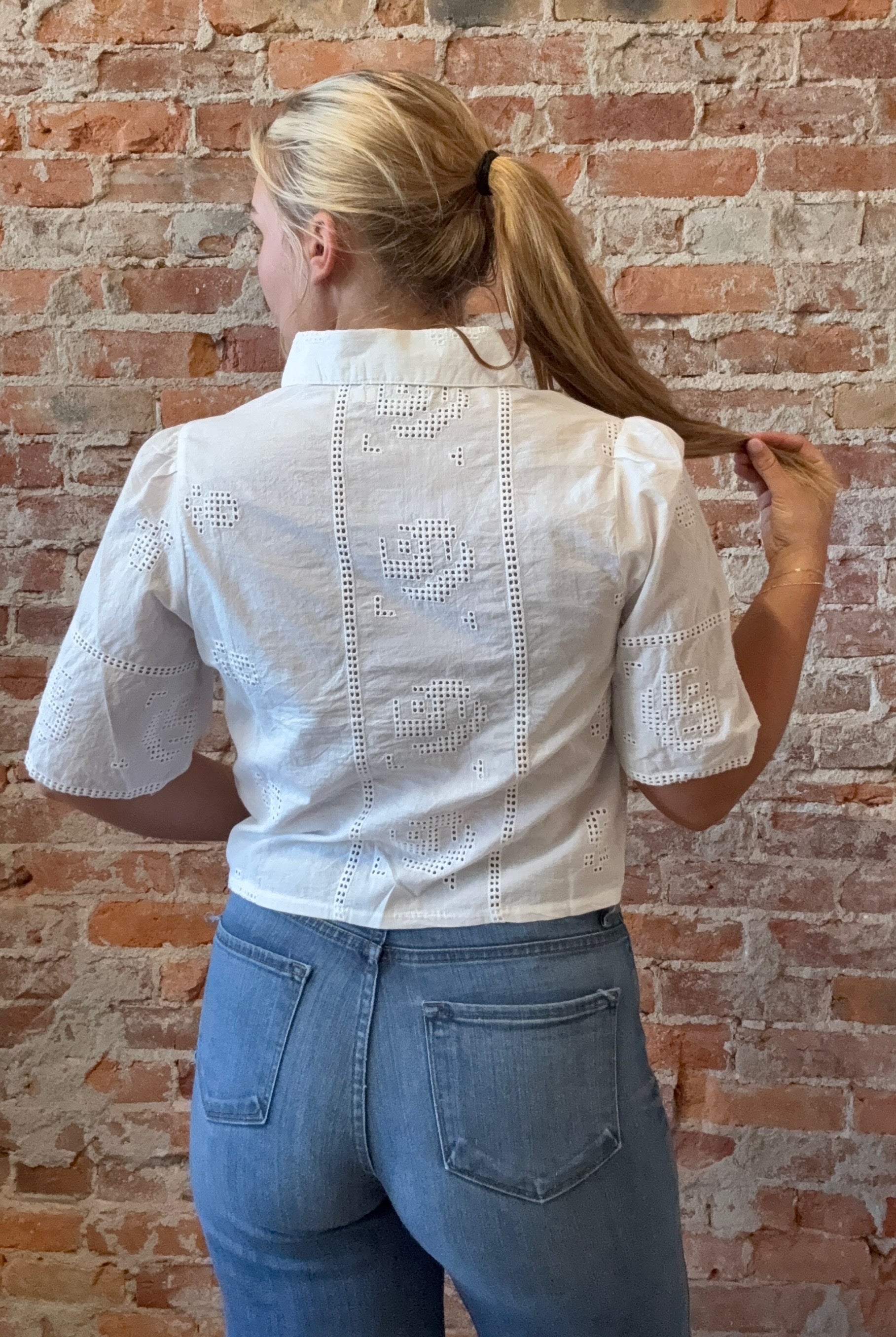 Chantal Off White Top-Short Sleeves-Molly Bracken-The Funky Zebra Ames, Women's Fashion Boutique in Ames, Iowa