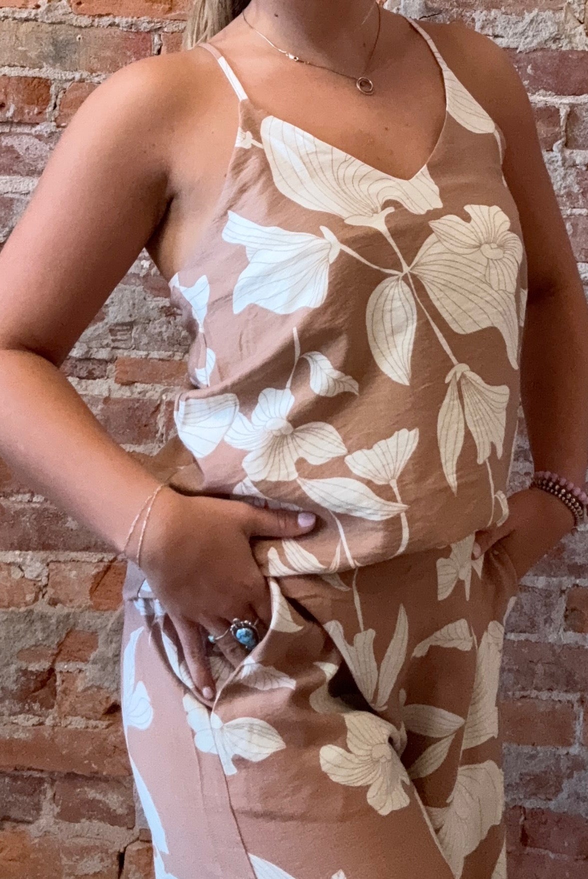 Chloe Beige Printed Cami-Tank Tops-Molly Bracken-The Funky Zebra Ames, Women's Fashion Boutique in Ames, Iowa
