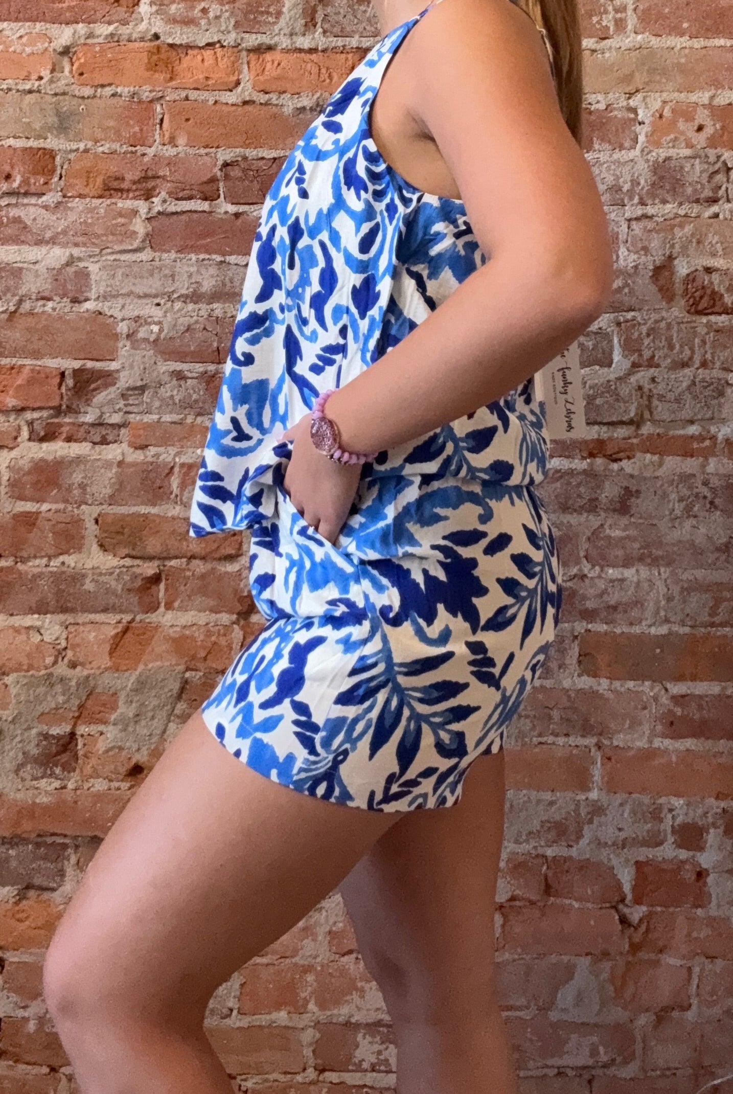 Marlee Printed Blue Shorts-Molly Bracken-The Funky Zebra Ames, Women's Fashion Boutique in Ames, Iowa