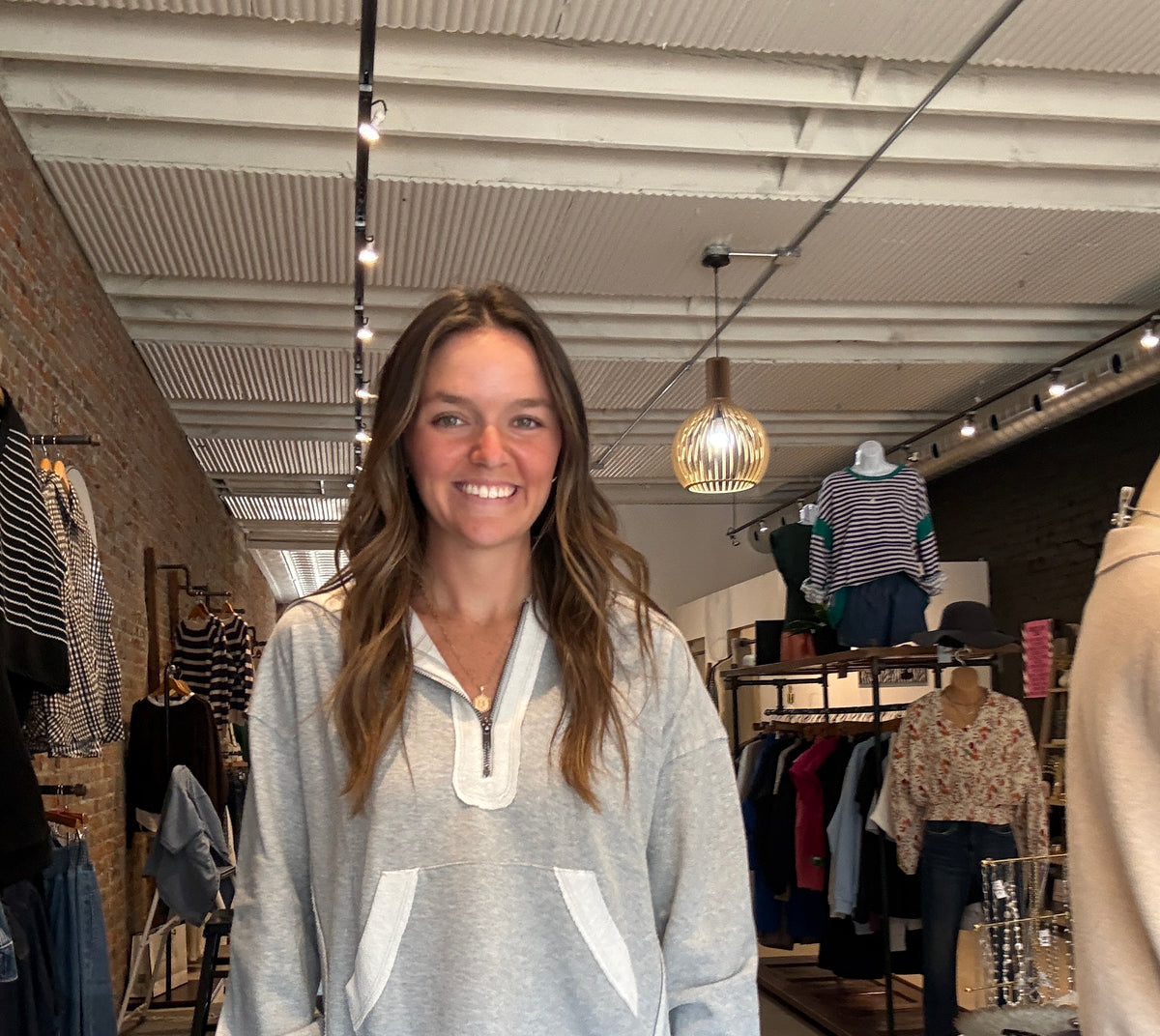 Terri Half Zip Sweatshirt-Outerwear-Doe and Rae-The Funky Zebra Ames, Women's Fashion Boutique in Ames, Iowa