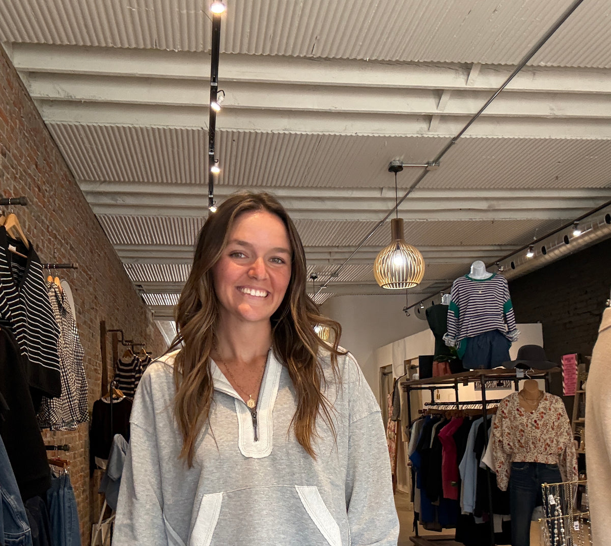 Terri Half Zip Sweatshirt-Outerwear-Doe and Rae-The Funky Zebra Ames, Women's Fashion Boutique in Ames, Iowa