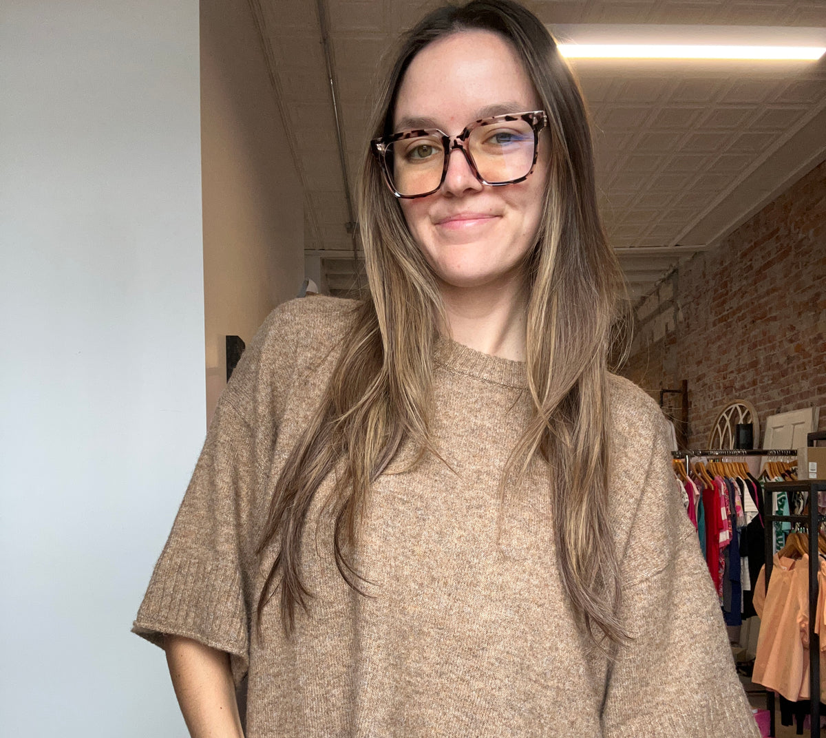 Boxy Drop Shoulder Short Sleeve Sweater-Short Sleeves-Molly Bracken-The Funky Zebra Ames, Women's Fashion Boutique in Ames, Iowa