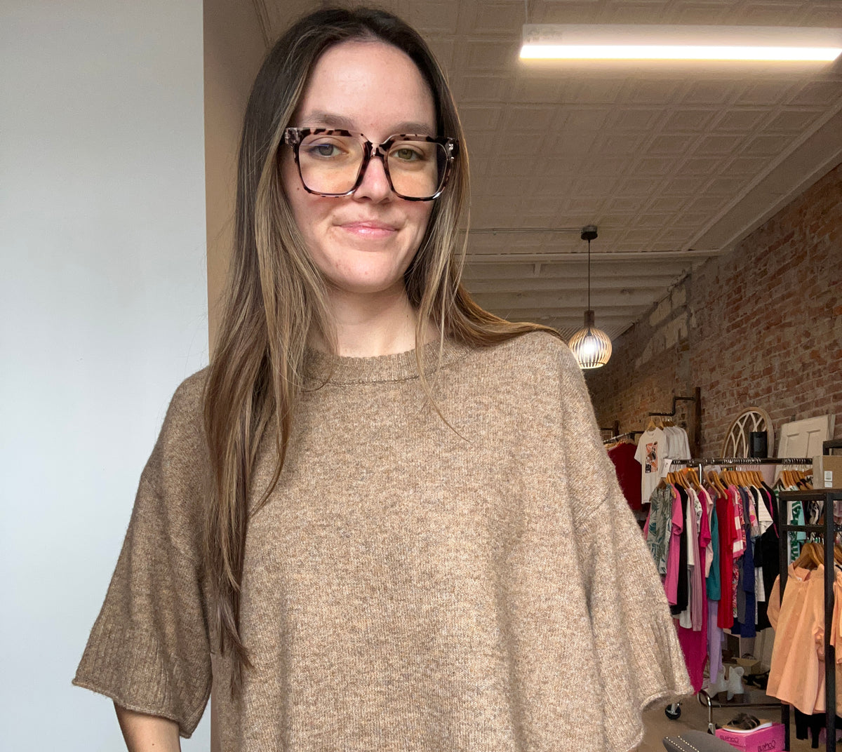 Boxy Drop Shoulder Short Sleeve Sweater-Short Sleeves-Molly Bracken-The Funky Zebra Ames, Women's Fashion Boutique in Ames, Iowa