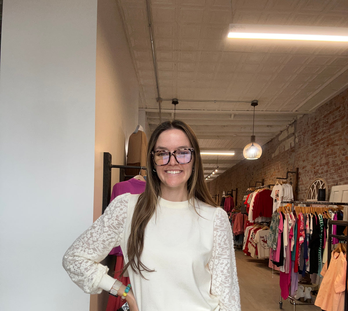 Lacey Off-white Sweater-Long Sleeves-Molly Bracken-The Funky Zebra Ames, Women's Fashion Boutique in Ames, Iowa