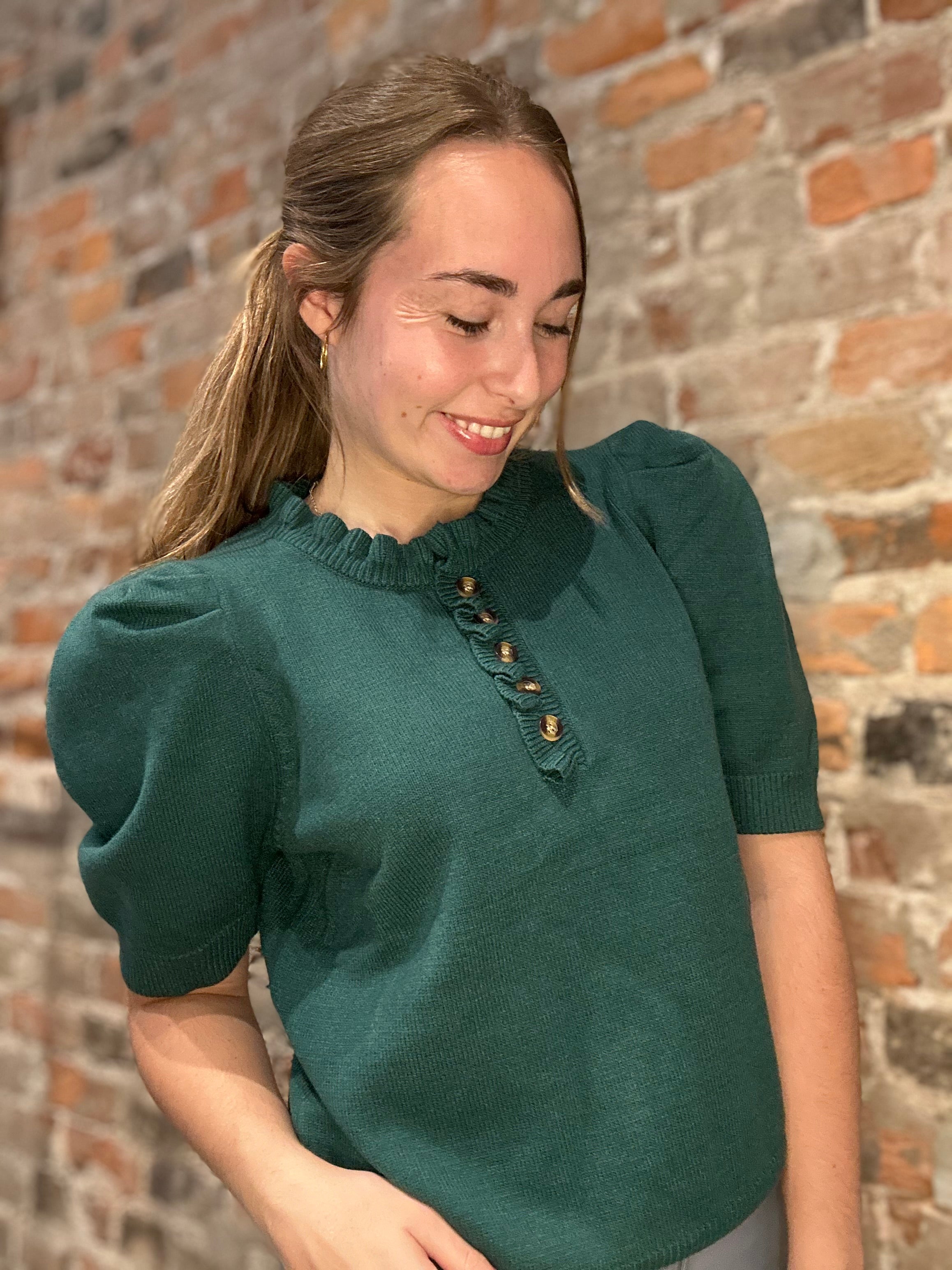 Briana Half Button Sweater-Short Sleeves-She & Sky-The Funky Zebra Ames, Women's Fashion Boutique in Ames, Iowa