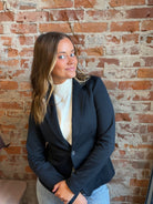 Michael Navy Blazer-apparel-Ichi-The Funky Zebra Ames, Women's Fashion Boutique in Ames, Iowa
