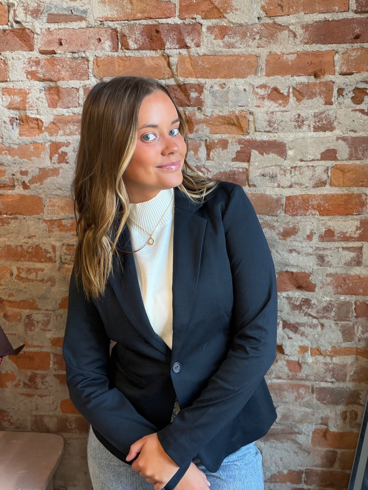 Michael Navy Blazer-apparel-Ichi-The Funky Zebra Ames, Women's Fashion Boutique in Ames, Iowa