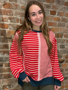 Louisa Striped Sweatshirt-apparel-Very J-The Funky Zebra Ames, Women's Fashion Boutique in Ames, Iowa