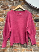 Sadie Fuchsia Round Neck Sweater-Sweaters-Cozy Co-The Funky Zebra Ames, Women's Fashion Boutique in Ames, Iowa