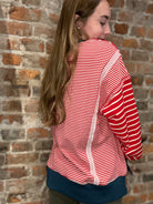 Louisa Striped Sweatshirt-apparel-Very J-The Funky Zebra Ames, Women's Fashion Boutique in Ames, Iowa