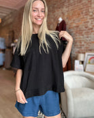 Mattie Offset Tee-Short Sleeves-Mono B-The Funky Zebra Ames, Women's Fashion Boutique in Ames, Iowa