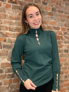 Greenly Keyhole Mock-neck-Long Sleeves-Molly Bracken-The Funky Zebra Ames, Women's Fashion Boutique in Ames, Iowa