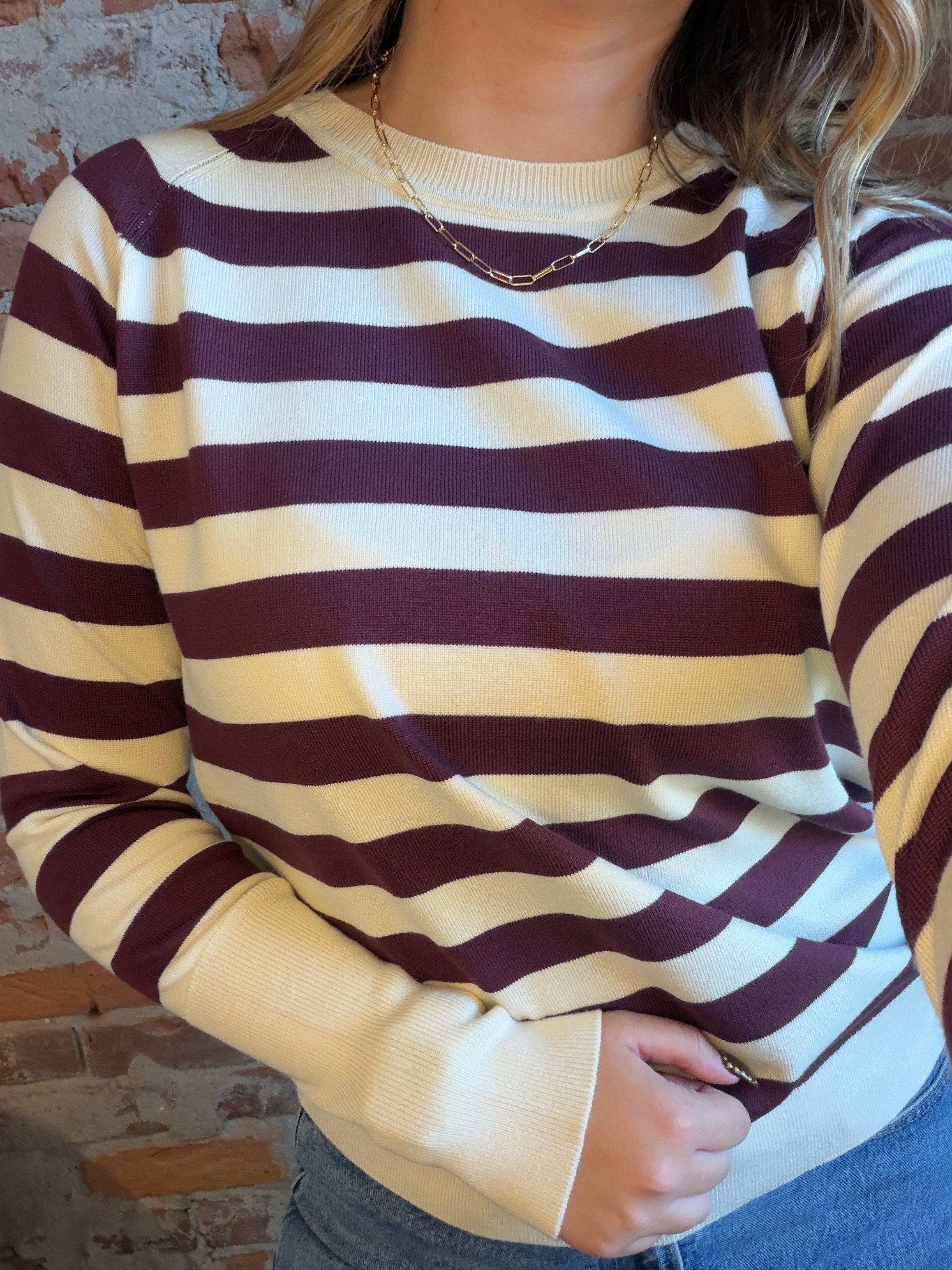 Brielle Long Cuff Striped Top-top-be young-The Funky Zebra Ames, Women's Fashion Boutique in Ames, Iowa