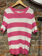 MVB Pink Striped Sweater-Nellie & Dani Style House-The Funky Zebra Ames, Women's Fashion Boutique in Ames, Iowa