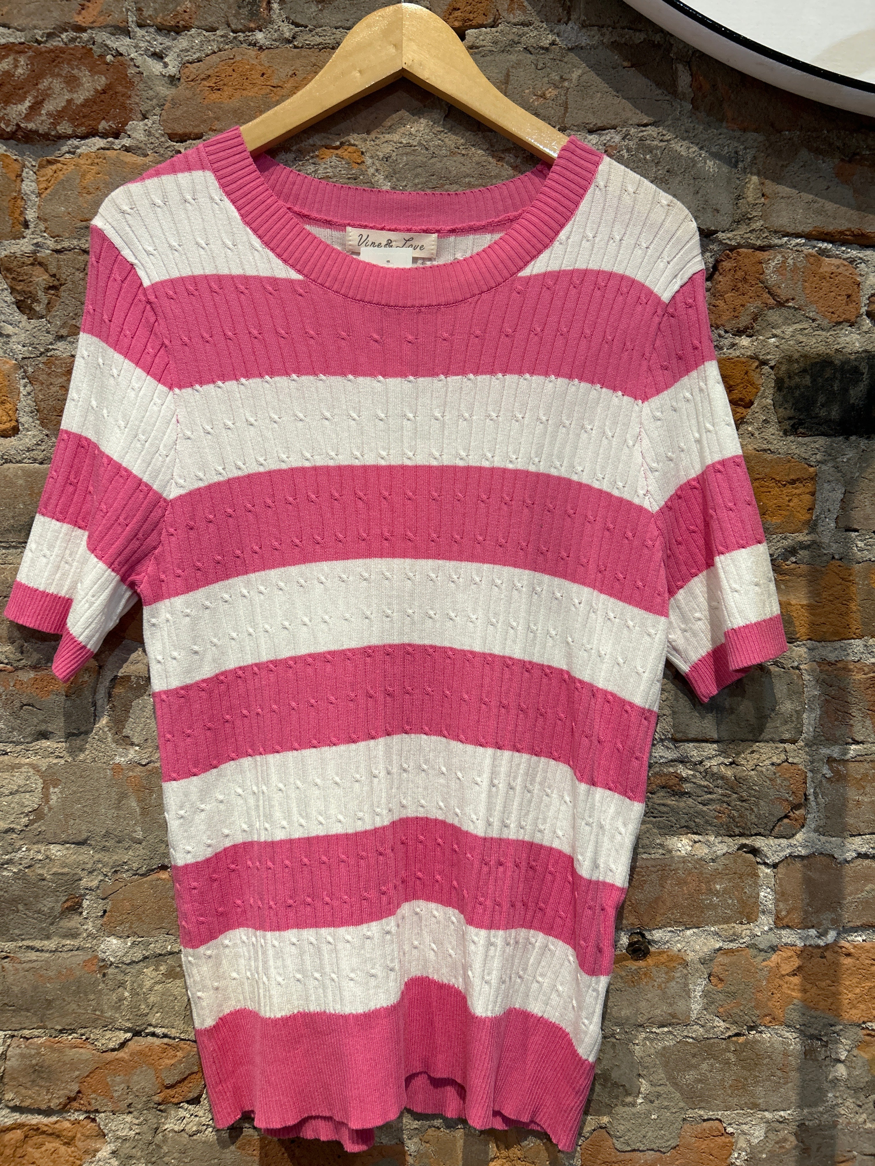 MVB Pink Striped Sweater-Nellie & Dani Style House-The Funky Zebra Ames, Women's Fashion Boutique in Ames, Iowa