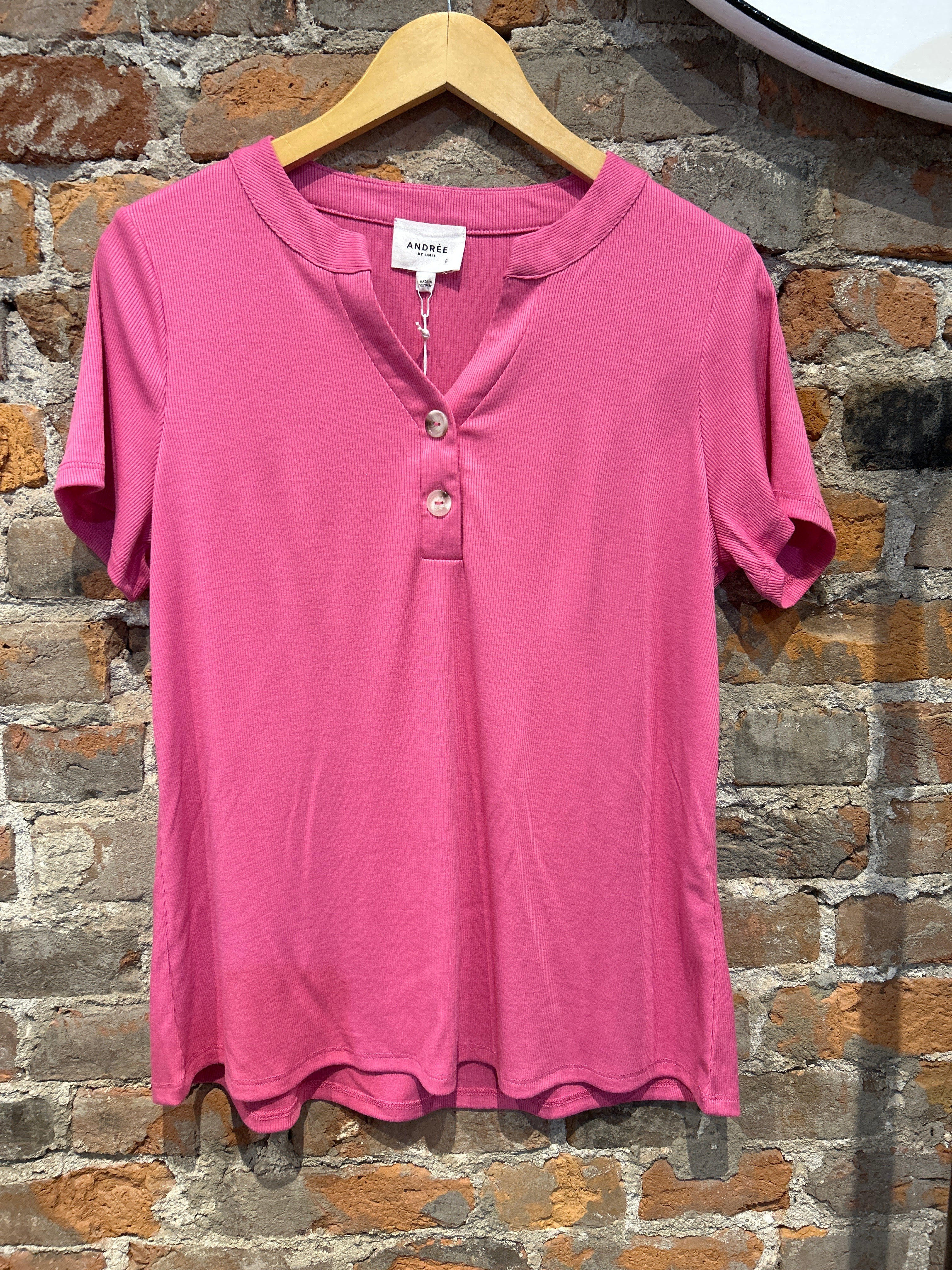 MVB Hot Pink Button Top-Nellie & Dani Style House-The Funky Zebra Ames, Women's Fashion Boutique in Ames, Iowa