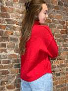 Shantel Red Oversized Sweater Jacket-Sweaters-in february-The Funky Zebra Ames, Women's Fashion Boutique in Ames, Iowa