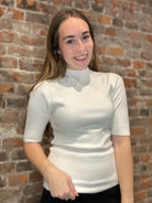 Mari Ribbed Mock-neck-Short Sleeves-Molly Bracken-The Funky Zebra Ames, Women's Fashion Boutique in Ames, Iowa