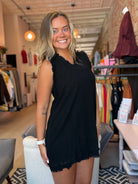 Charlie V Neck Raw Edge Dress-The Funky Zebra Ames-The Funky Zebra Ames, Women's Fashion Boutique in Ames, Iowa