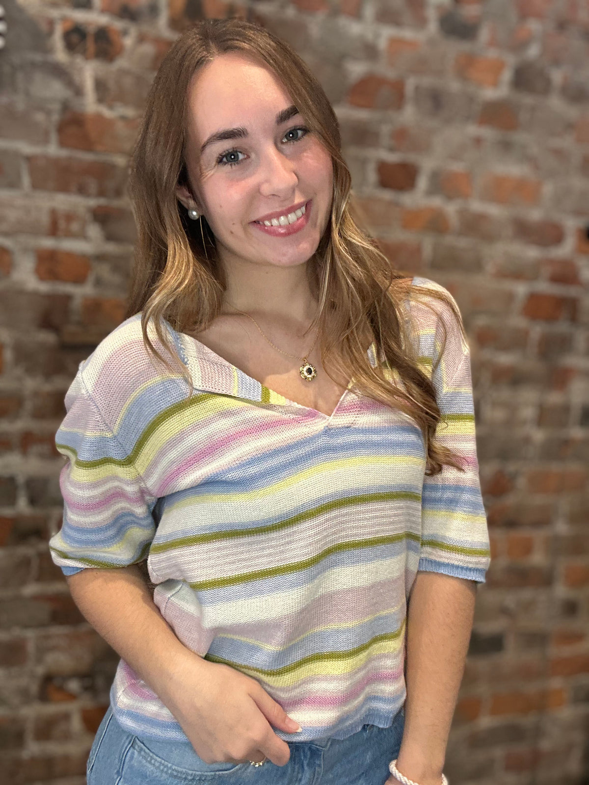 MVB Blue/Lav Striped Top-Nellie & Dani Style House-The Funky Zebra Ames, Women's Fashion Boutique in Ames, Iowa