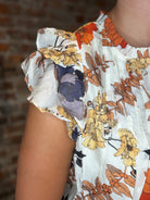 Foliage Fall Smocked Blouse-Tank Tops-Hayden-The Funky Zebra Ames, Women's Fashion Boutique in Ames, Iowa