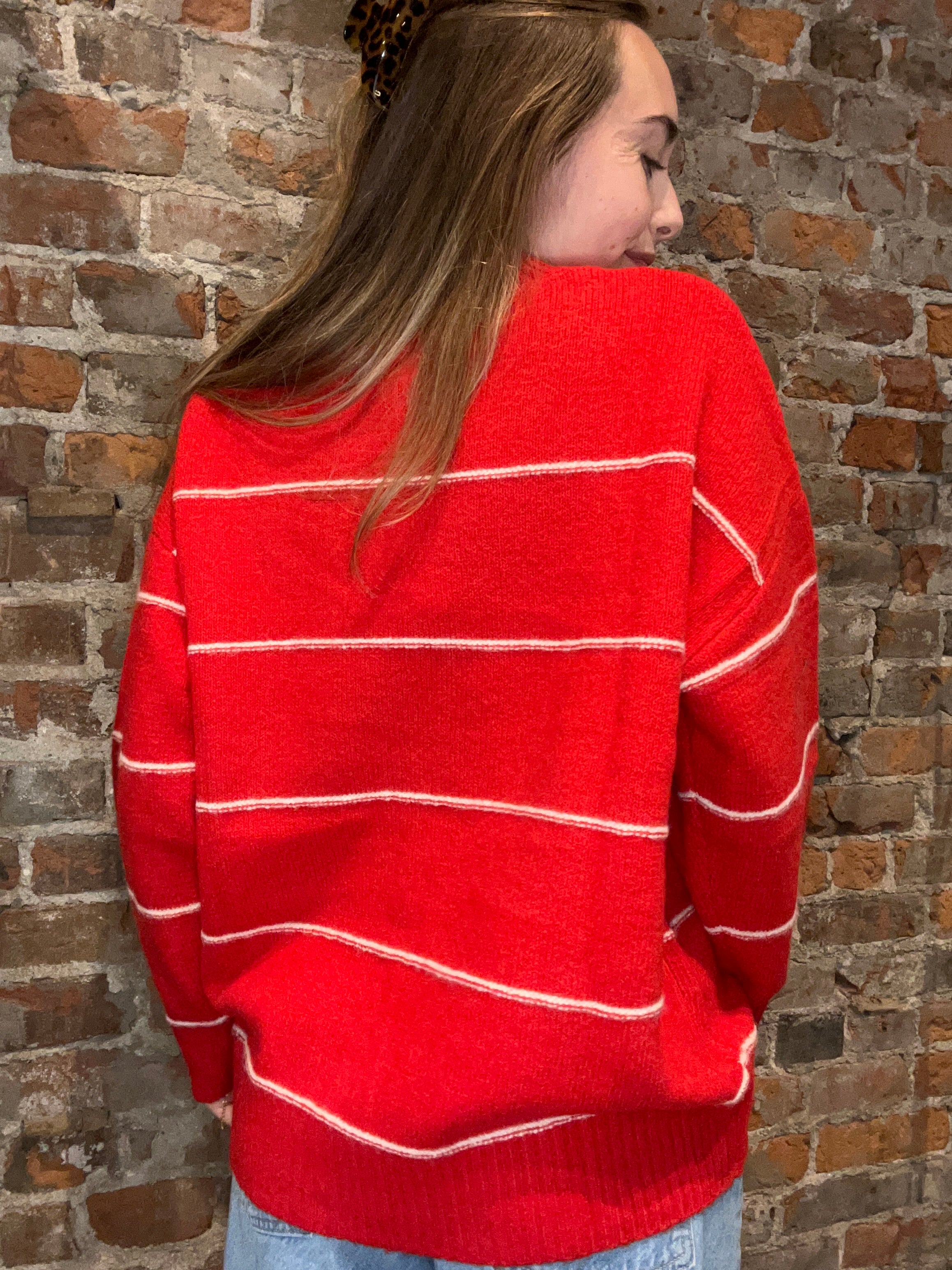 Gracelyn Striped Sweater-apparel-Blu Pepper-The Funky Zebra Ames, Women's Fashion Boutique in Ames, Iowa