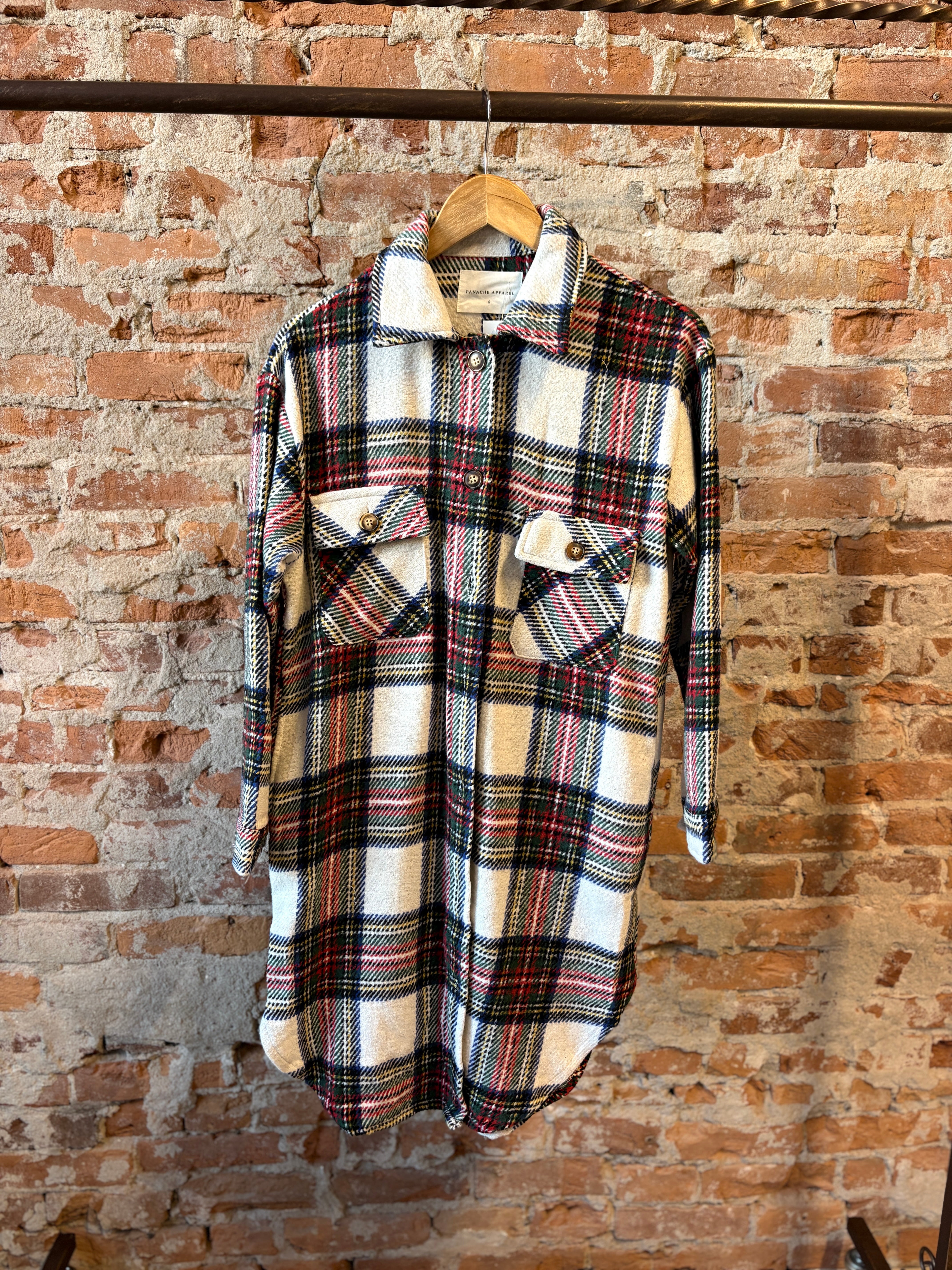 Jaci Long Plaid Shacket-Outerwear-Panache Apparel Co.-The Funky Zebra Ames, Women's Fashion Boutique in Ames, Iowa