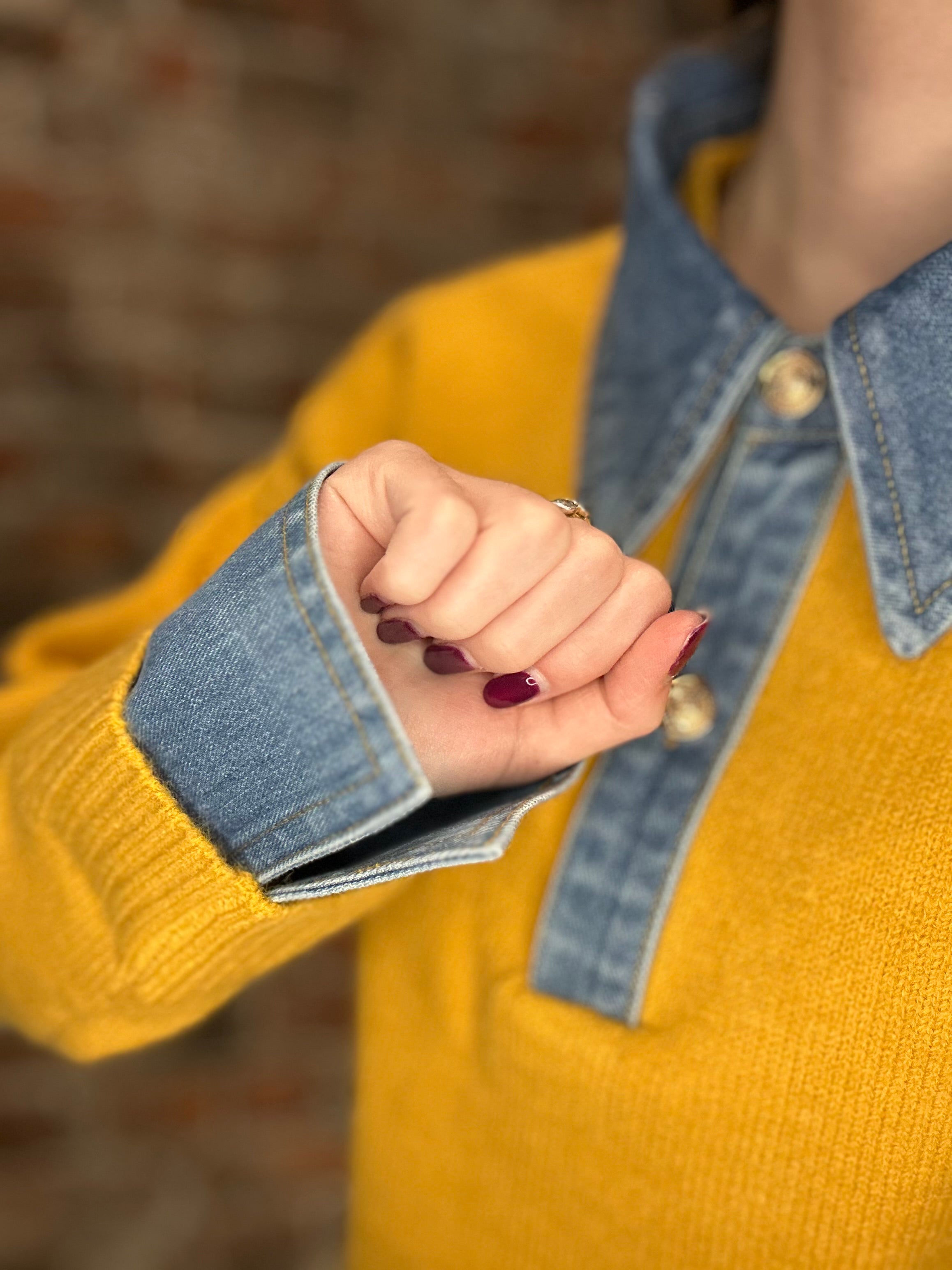 Maisey Denim Collar Sweater-apparel-heimish-The Funky Zebra Ames, Women's Fashion Boutique in Ames, Iowa