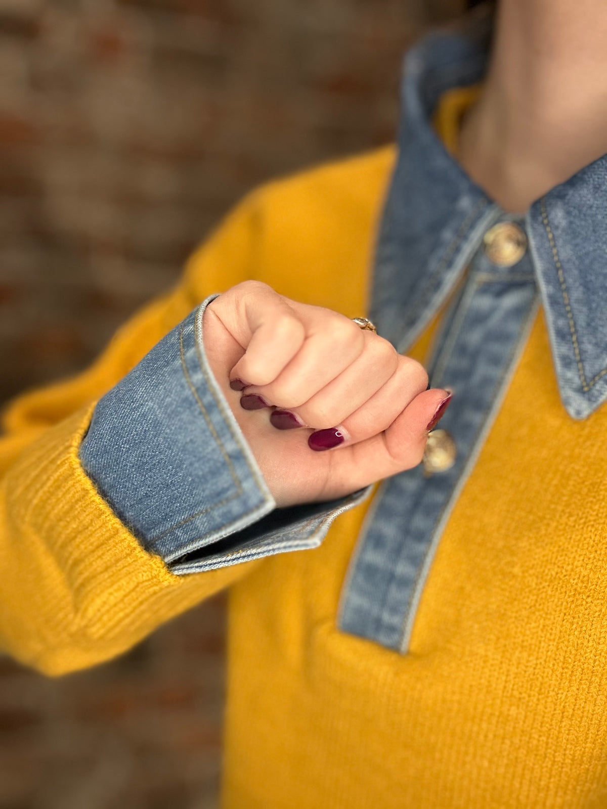 Maisey Denim Collar Sweater-apparel-heimish-The Funky Zebra Ames, Women's Fashion Boutique in Ames, Iowa