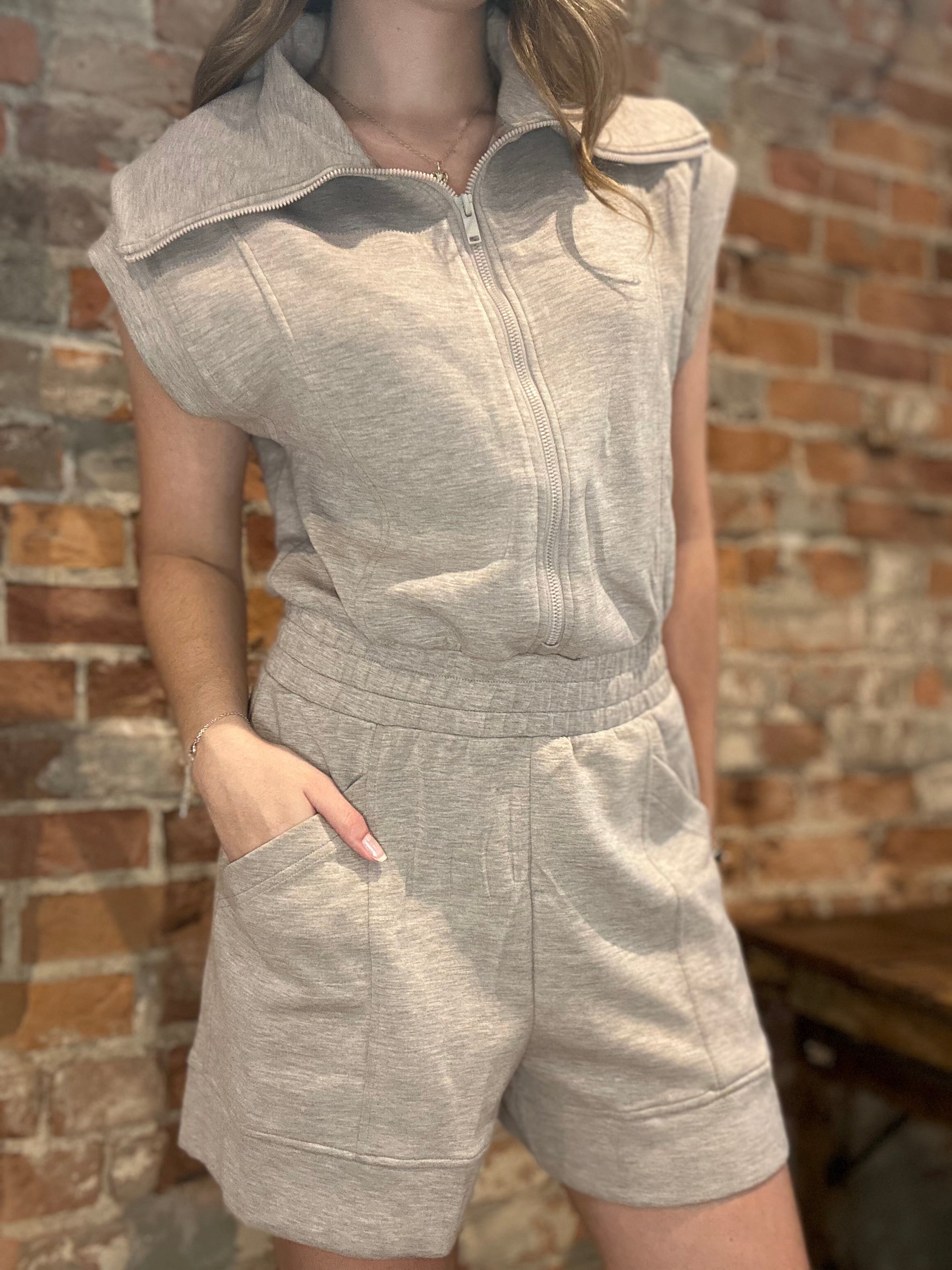 Genevieve Modal Scuba Romper-apparel-Rae Mode-The Funky Zebra Ames, Women's Fashion Boutique in Ames, Iowa