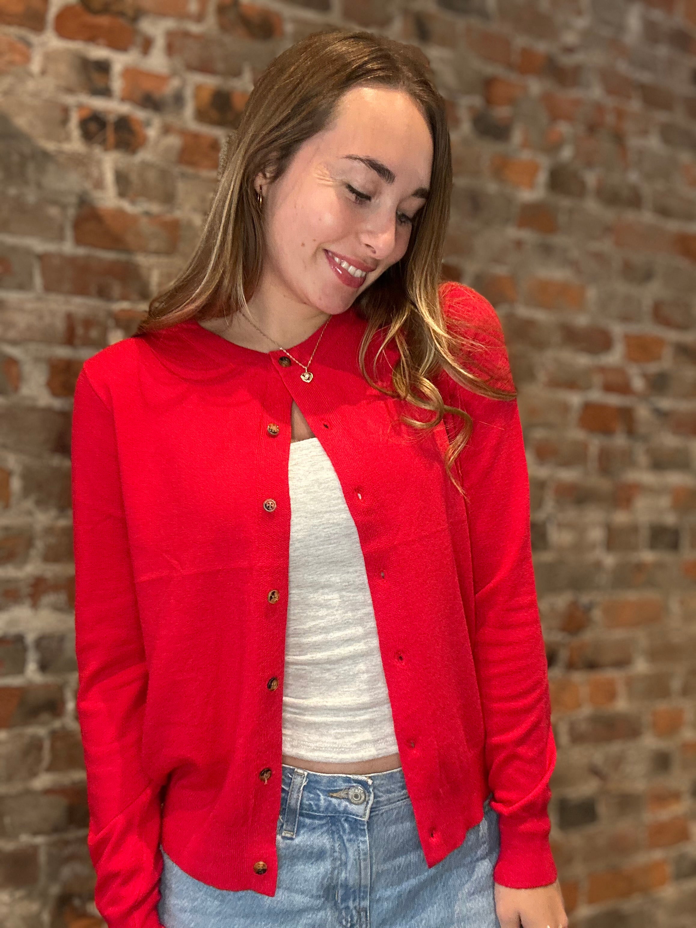 Chelsea Crew Neck Cardigan-Cardigans-Staccato-The Funky Zebra Ames, Women's Fashion Boutique in Ames, Iowa