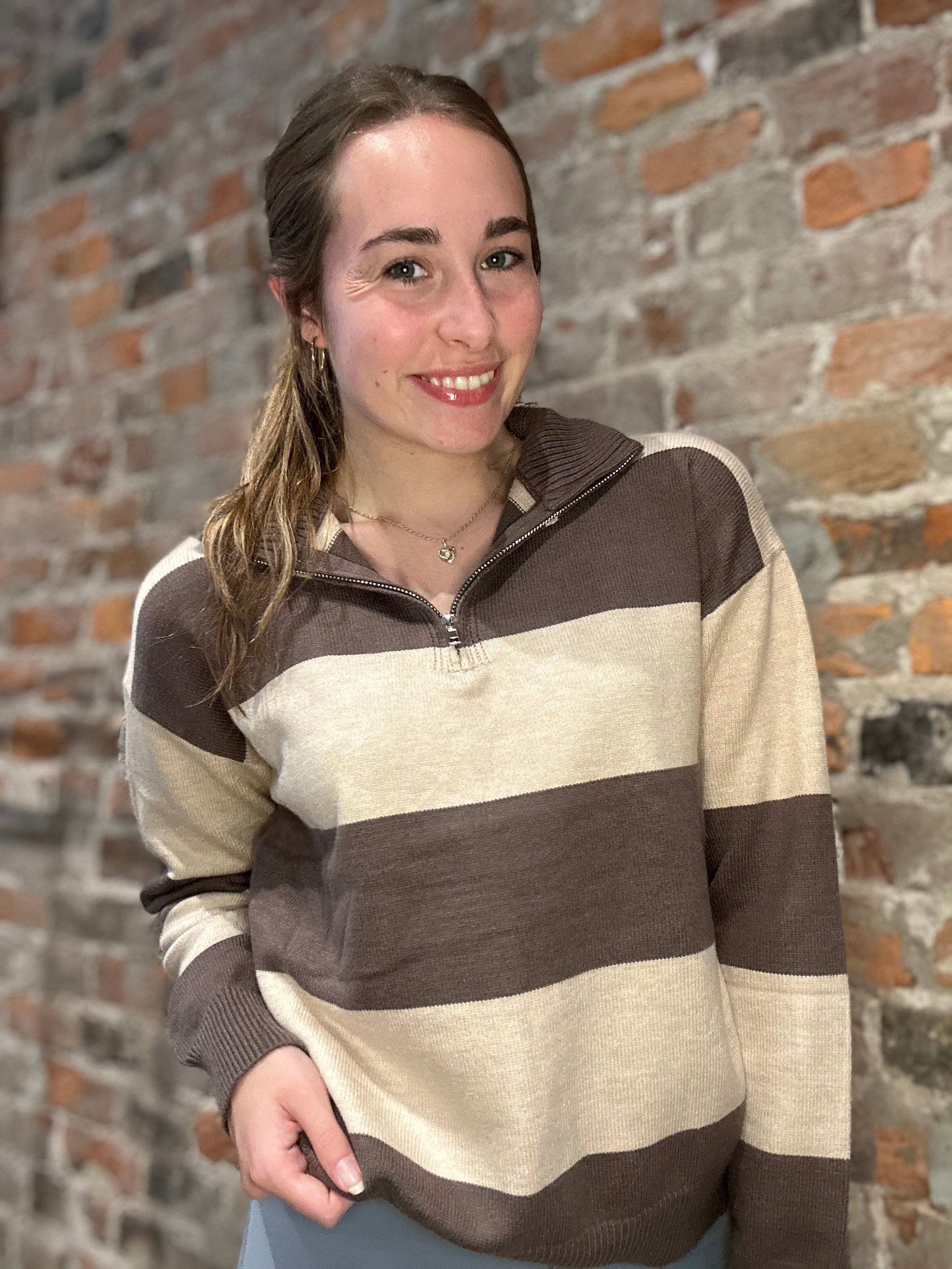 Trina Striped Sweater-Outerwear-She & Sky-The Funky Zebra Ames, Women's Fashion Boutique in Ames, Iowa