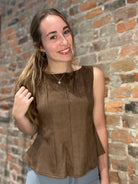 Harmony Suede Top-Tank Tops-She & Sky-The Funky Zebra Ames, Women's Fashion Boutique in Ames, Iowa
