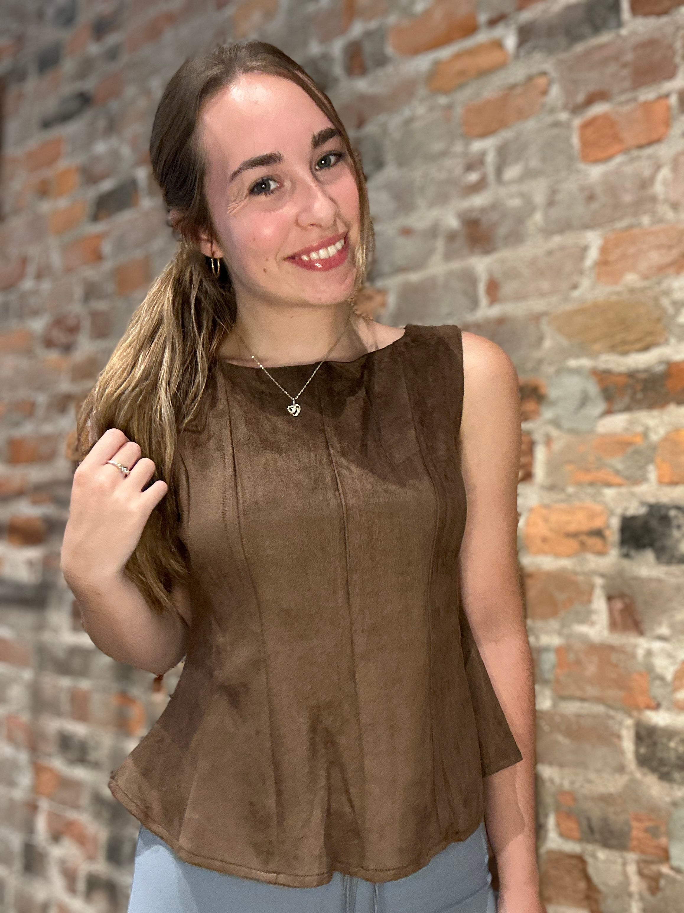 Harmony Suede Top-Tank Tops-She & Sky-The Funky Zebra Ames, Women's Fashion Boutique in Ames, Iowa