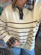 Erin Plaid Collared Sweater-apparel-She & Sky-The Funky Zebra Ames, Women's Fashion Boutique in Ames, Iowa