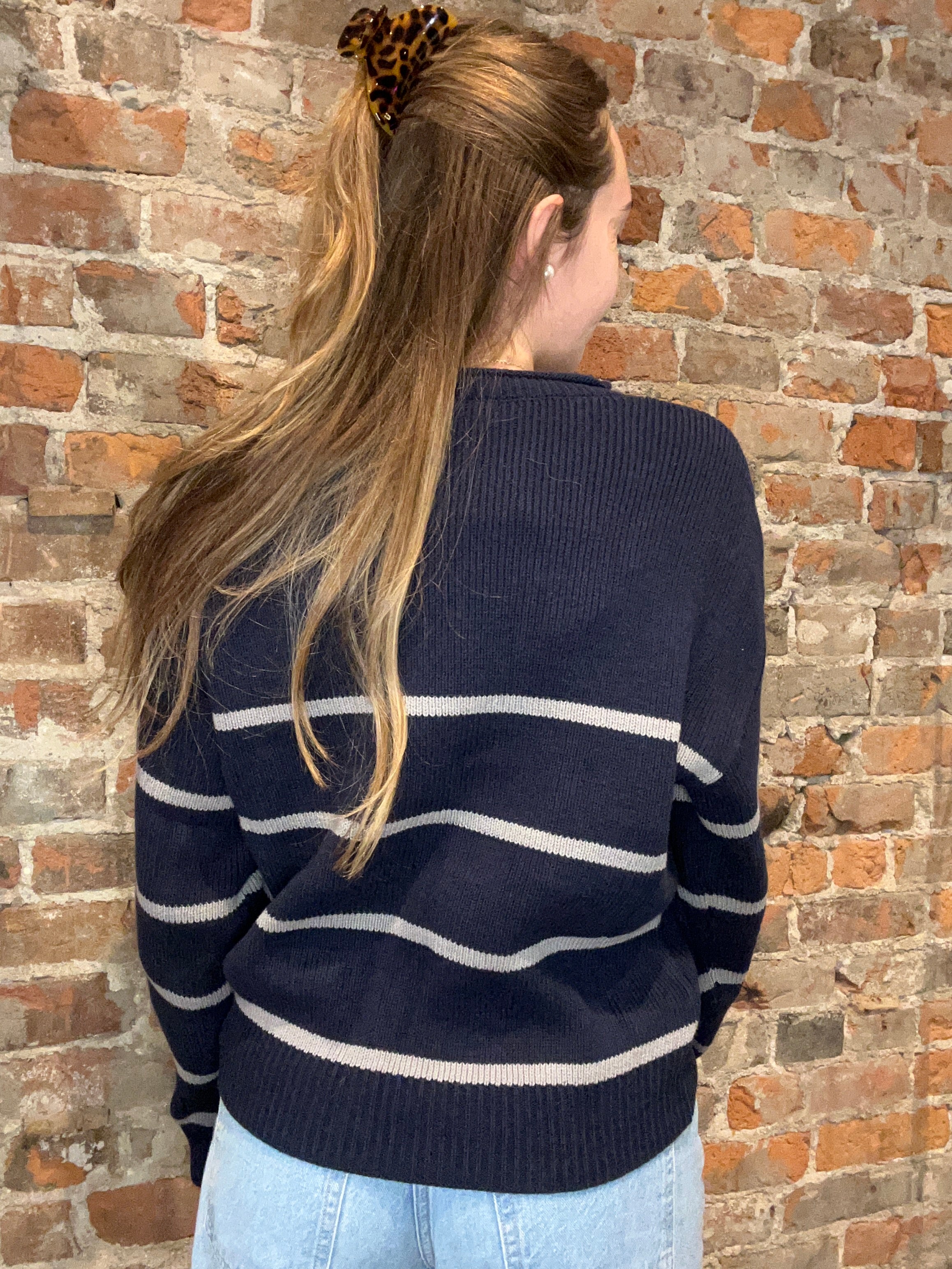Martin Striped Sweater-apparel-Blu Pepper-The Funky Zebra Ames, Women's Fashion Boutique in Ames, Iowa