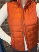 Storm Creek Pacific Orange Puffer-Vests-Storm Creek-The Funky Zebra Ames, Women's Fashion Boutique in Ames, Iowa