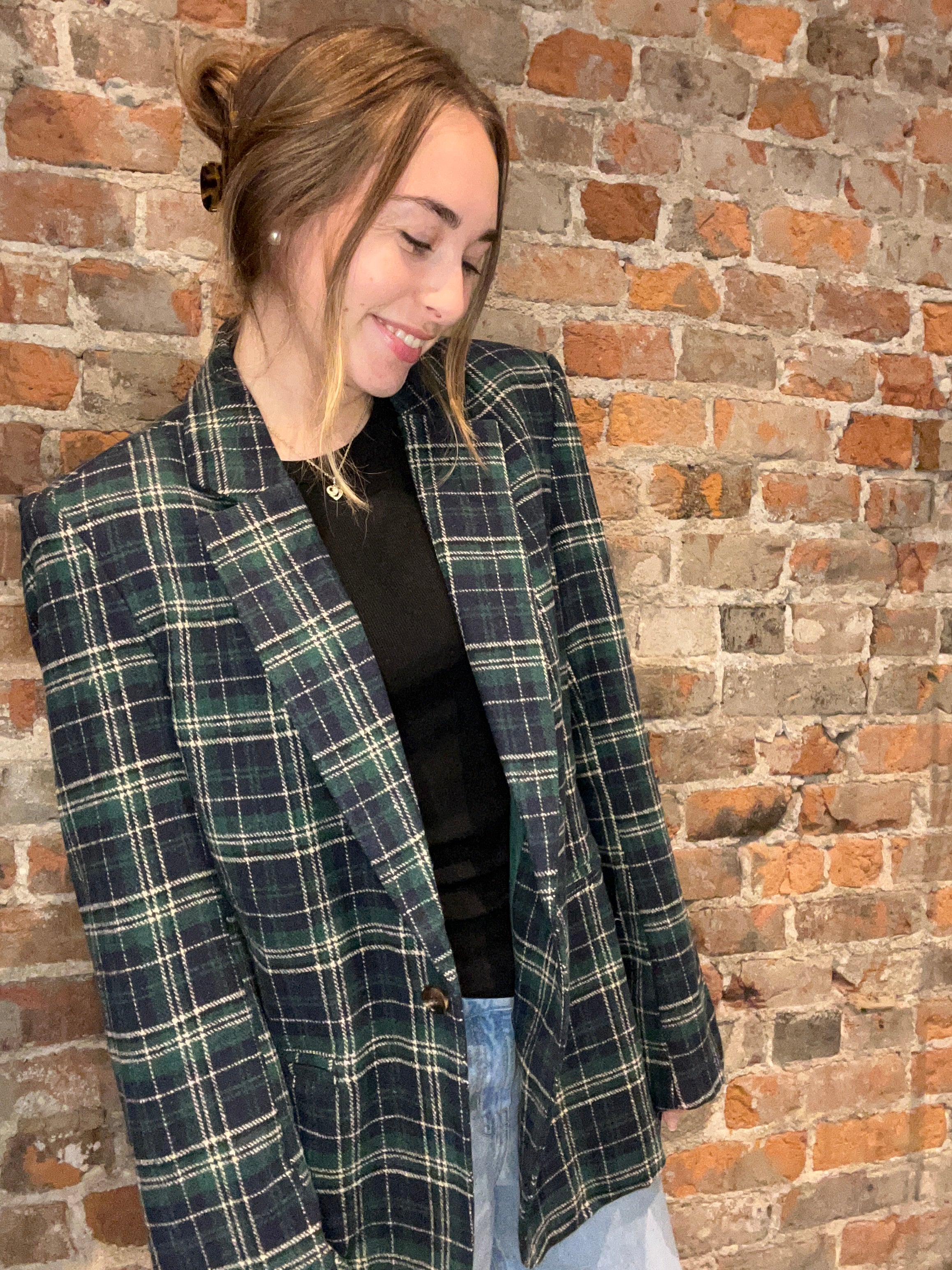 Becca Plaid Blazer-apparel-She & Sky-The Funky Zebra Ames, Women's Fashion Boutique in Ames, Iowa