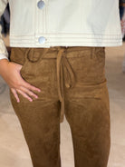 Lauren Brown Suede Tie Pants-Pants-Able-The Funky Zebra Ames, Women's Fashion Boutique in Ames, Iowa