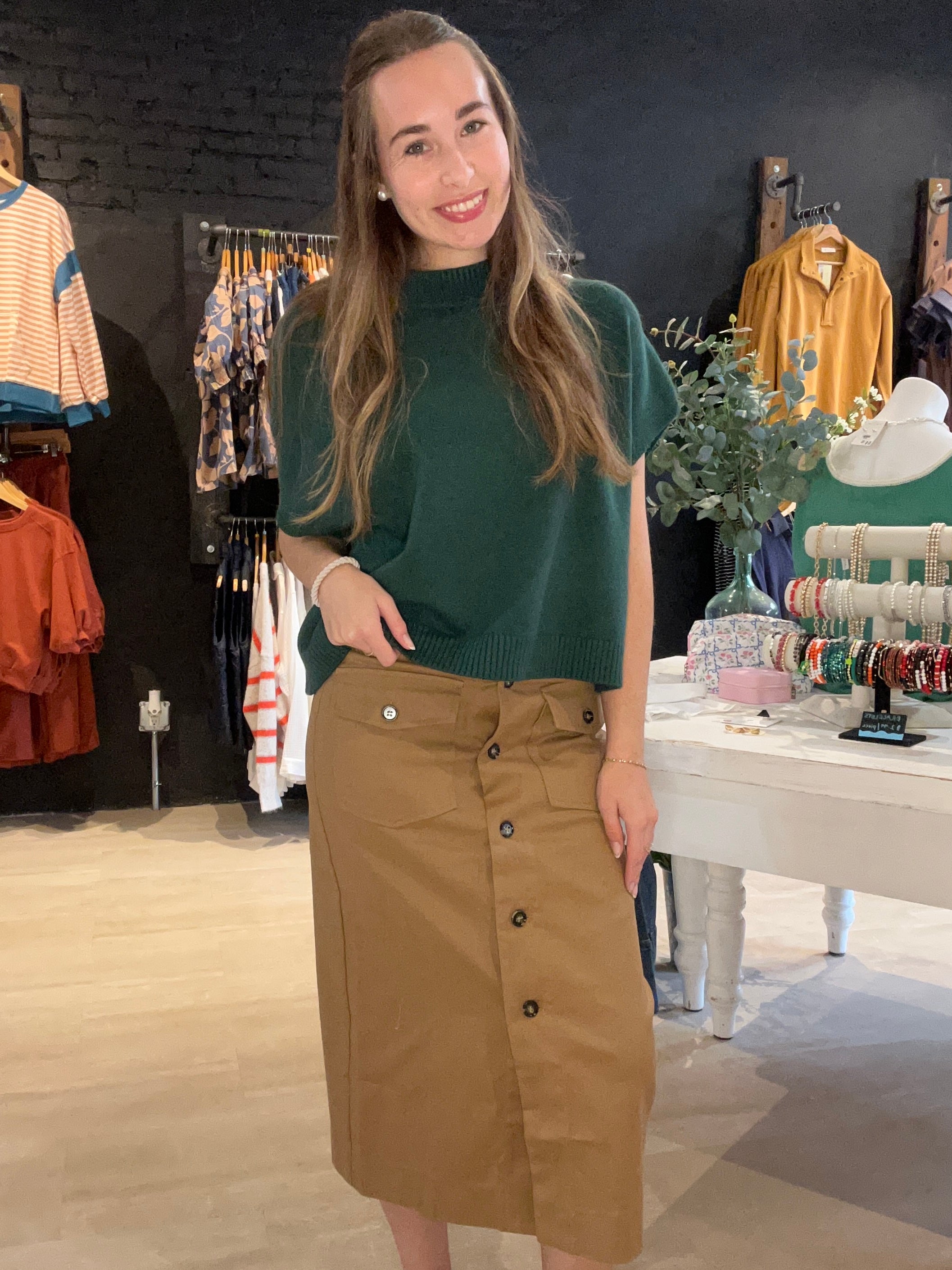 Danielle Cargo Midi Skirt-skirt-in february-The Funky Zebra Ames, Women's Fashion Boutique in Ames, Iowa