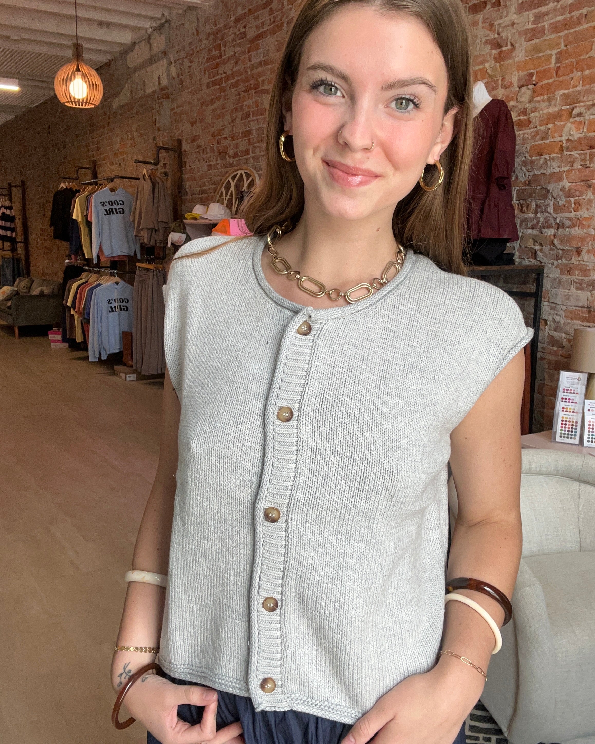 Cheri Sleeveless Knit Cardigan-Sweaters-Blu Pepper-The Funky Zebra Ames, Women's Fashion Boutique in Ames, Iowa