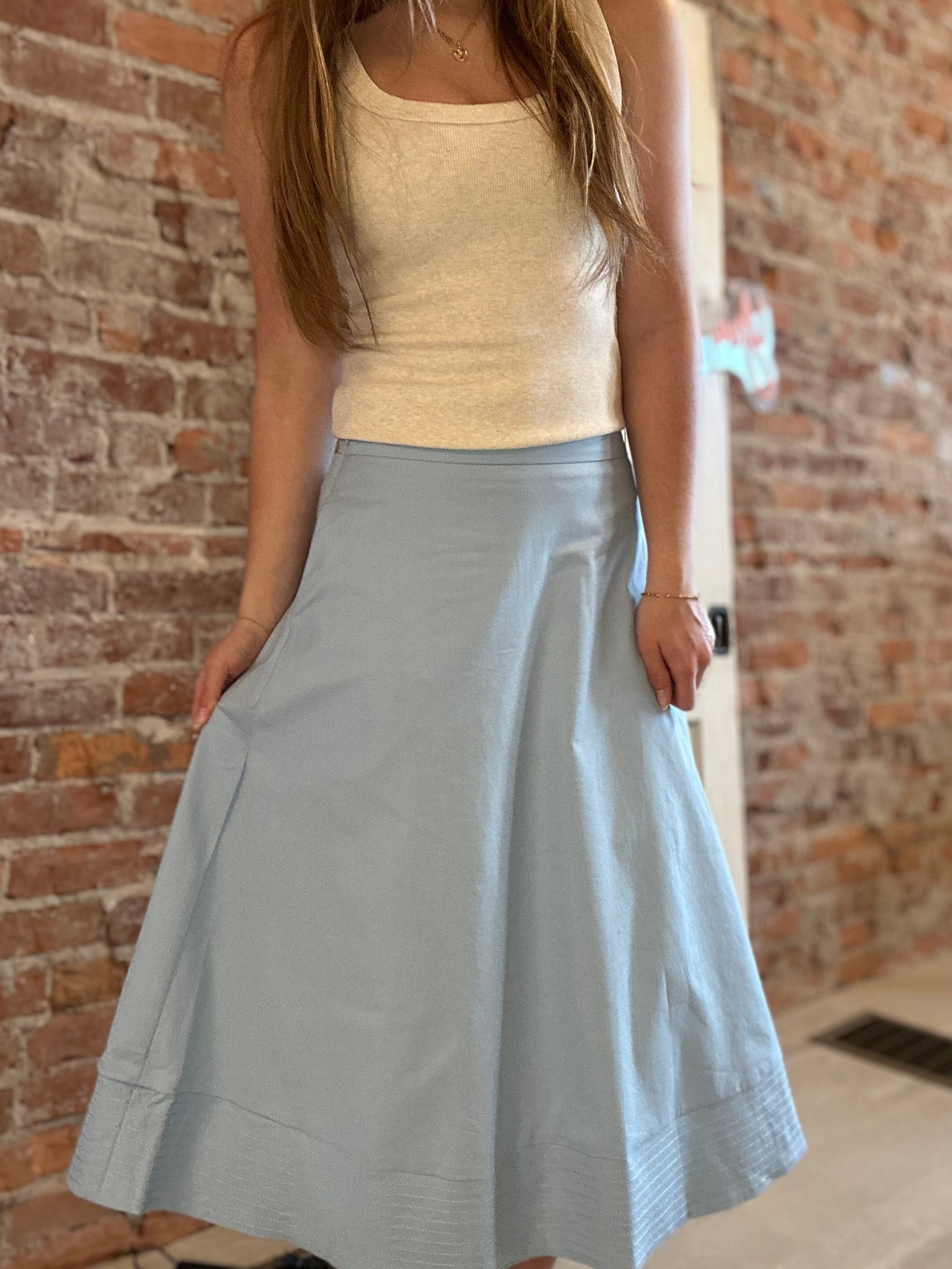 Spring Sky Midi Skirt-Pants-Glam-The Funky Zebra Ames, Women's Fashion Boutique in Ames, Iowa
