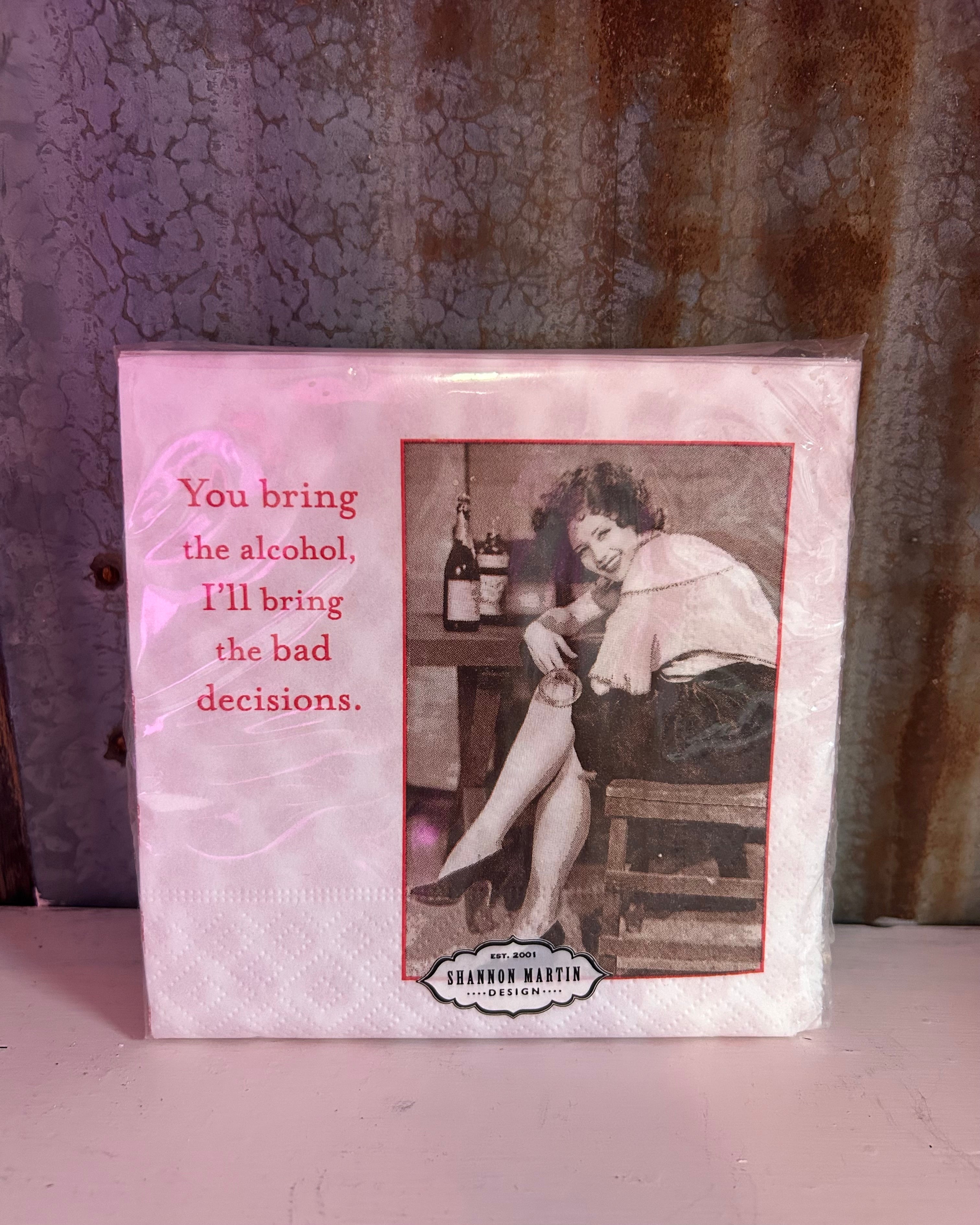 MVB Alcohol & Bad Decisions Napkins-Nellie & Dani Style House-The Funky Zebra Ames, Women's Fashion Boutique in Ames, Iowa