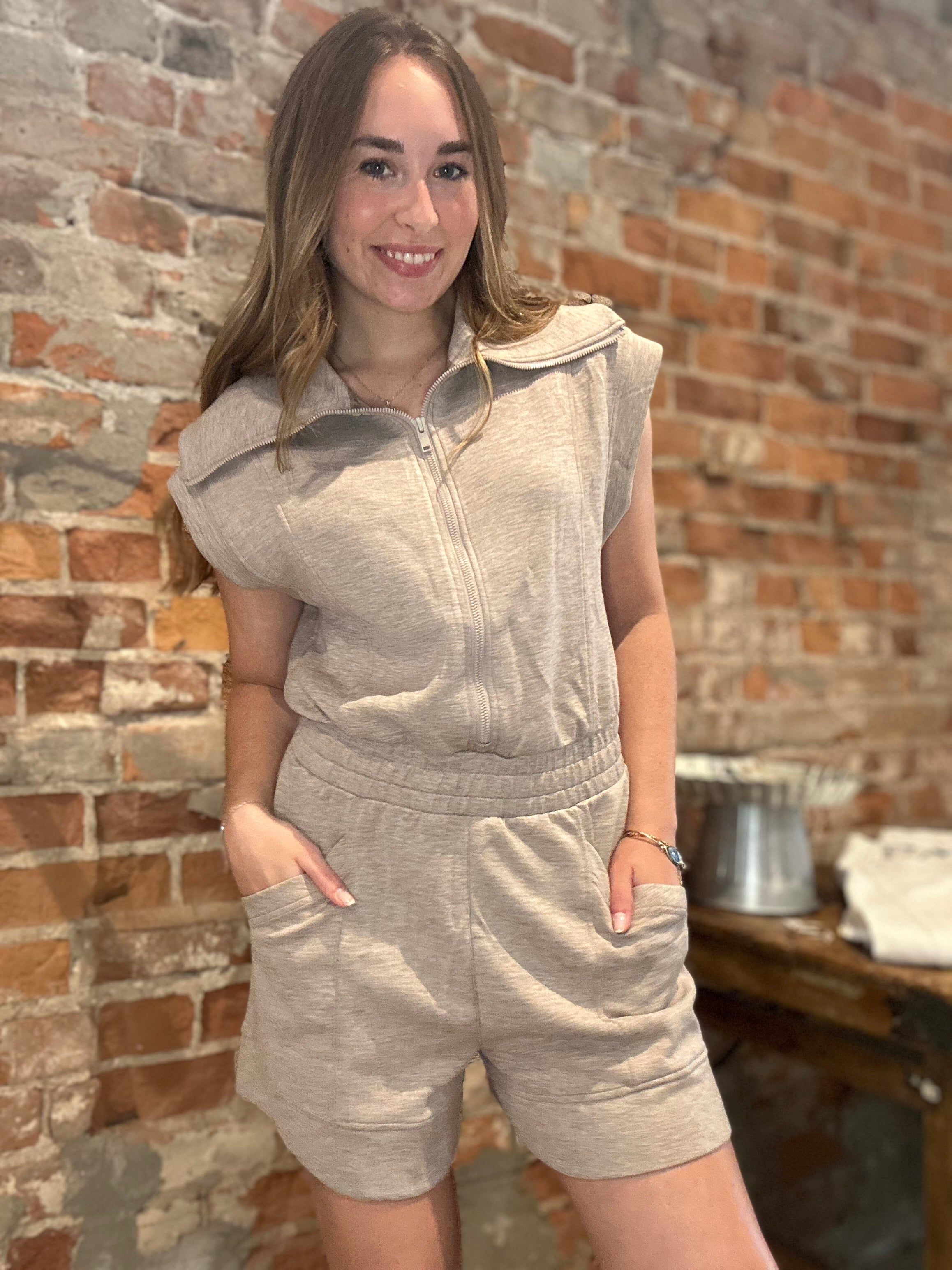 Genevieve Modal Scuba Romper-apparel-Rae Mode-The Funky Zebra Ames, Women's Fashion Boutique in Ames, Iowa