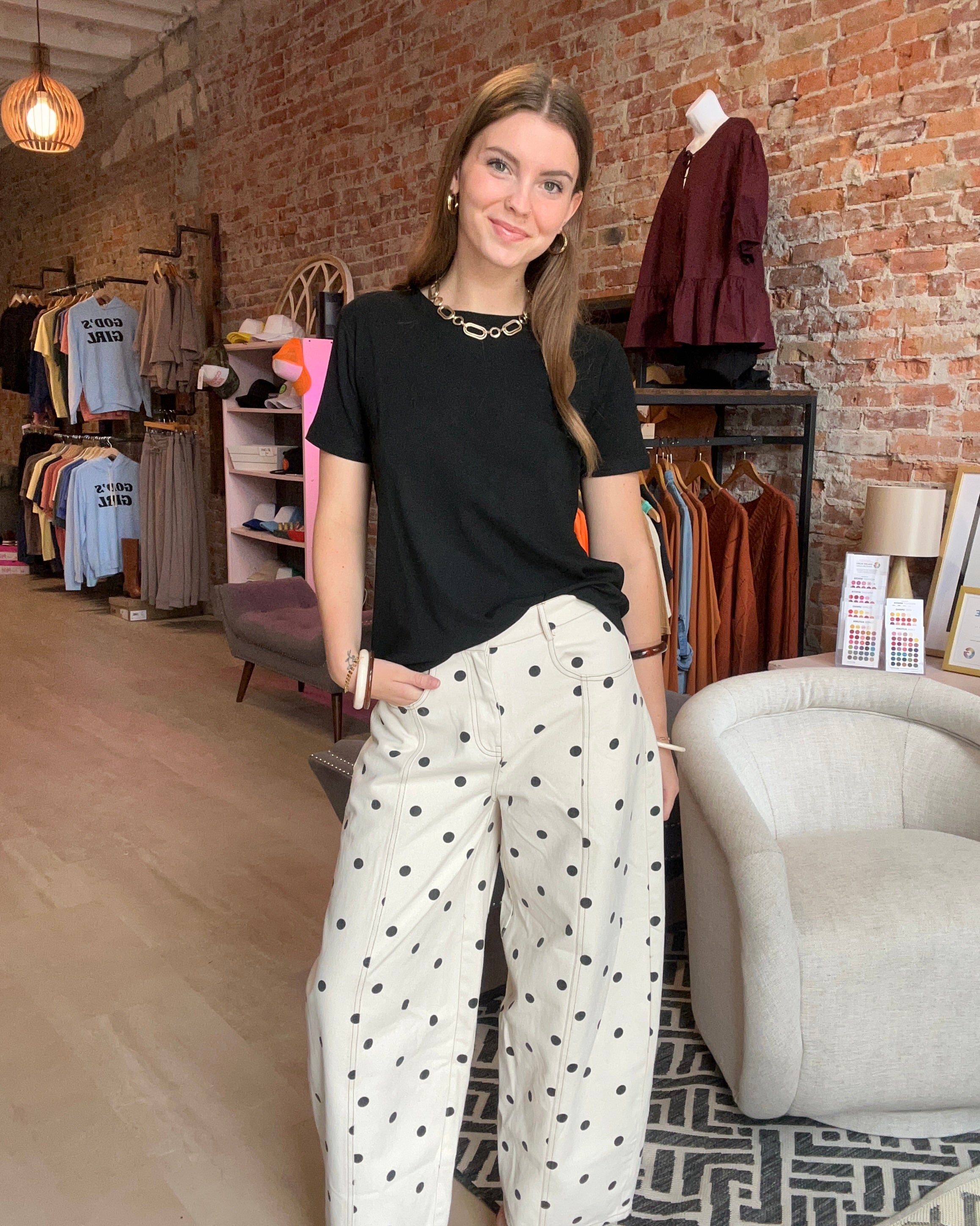 Polka Dot Barrel Jean-Pants-The Funky Zebra Ames-The Funky Zebra Ames, Women's Fashion Boutique in Ames, Iowa